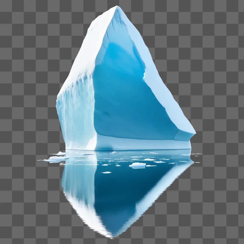 transparent iceberg floats on a blue background