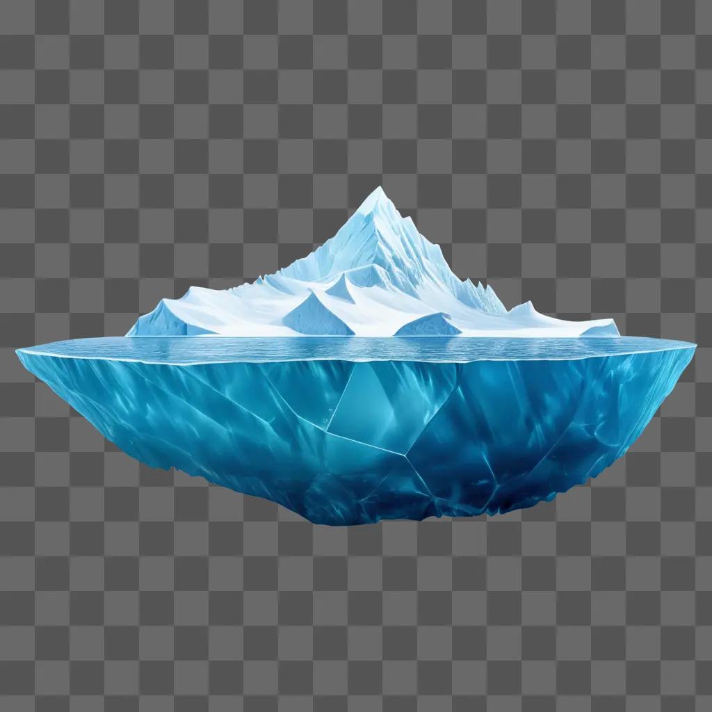 transparent iceberg floats on a blue background