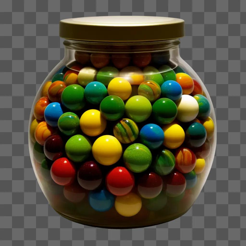 transparent jar filled with colorful balls