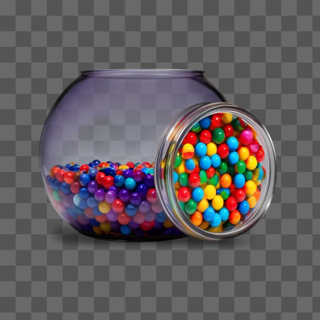 transparent jar filled with colorful candies