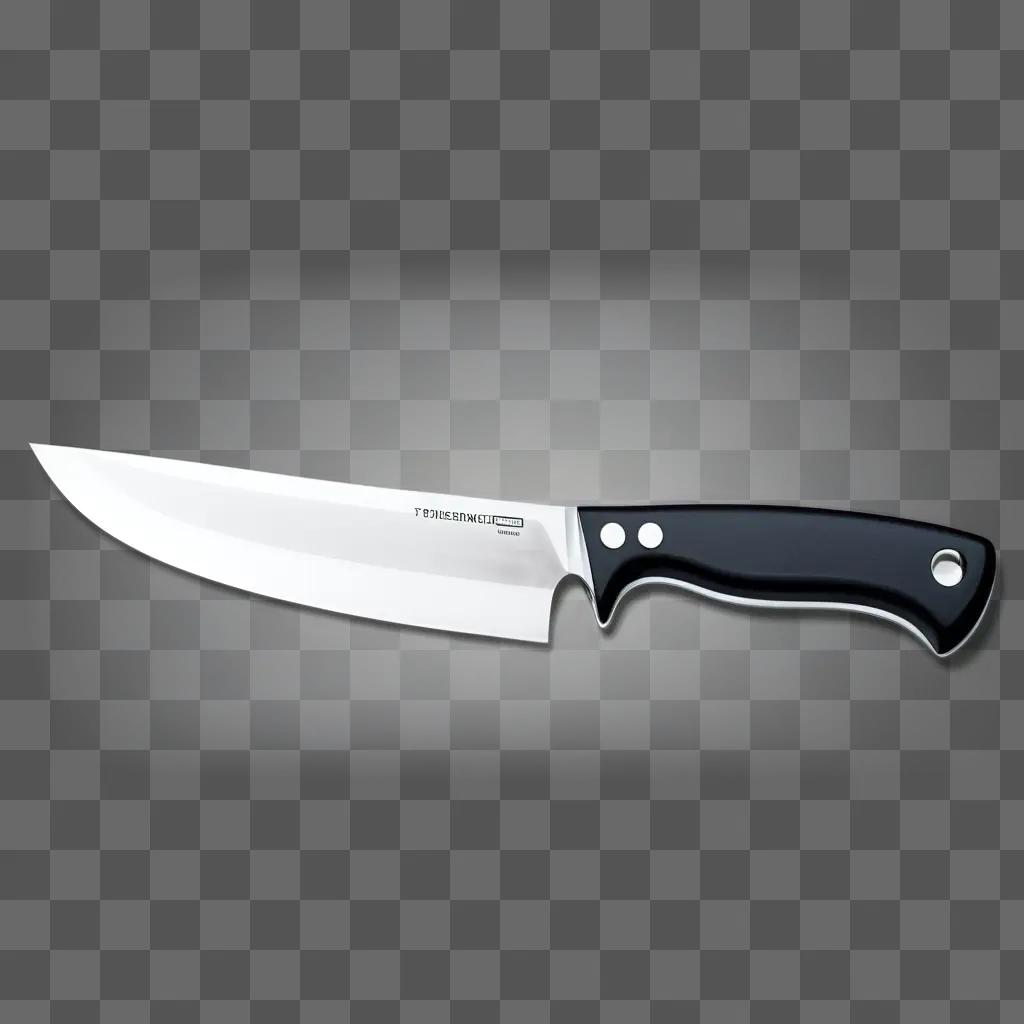 transparent knife with a black handle and silver blade