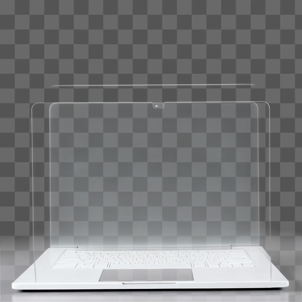 白い背景に透明なラップトップコンピュータ