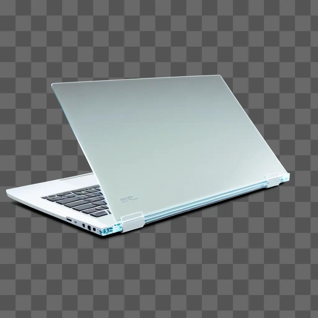 transparent laptop with a black keyboard and silver screen