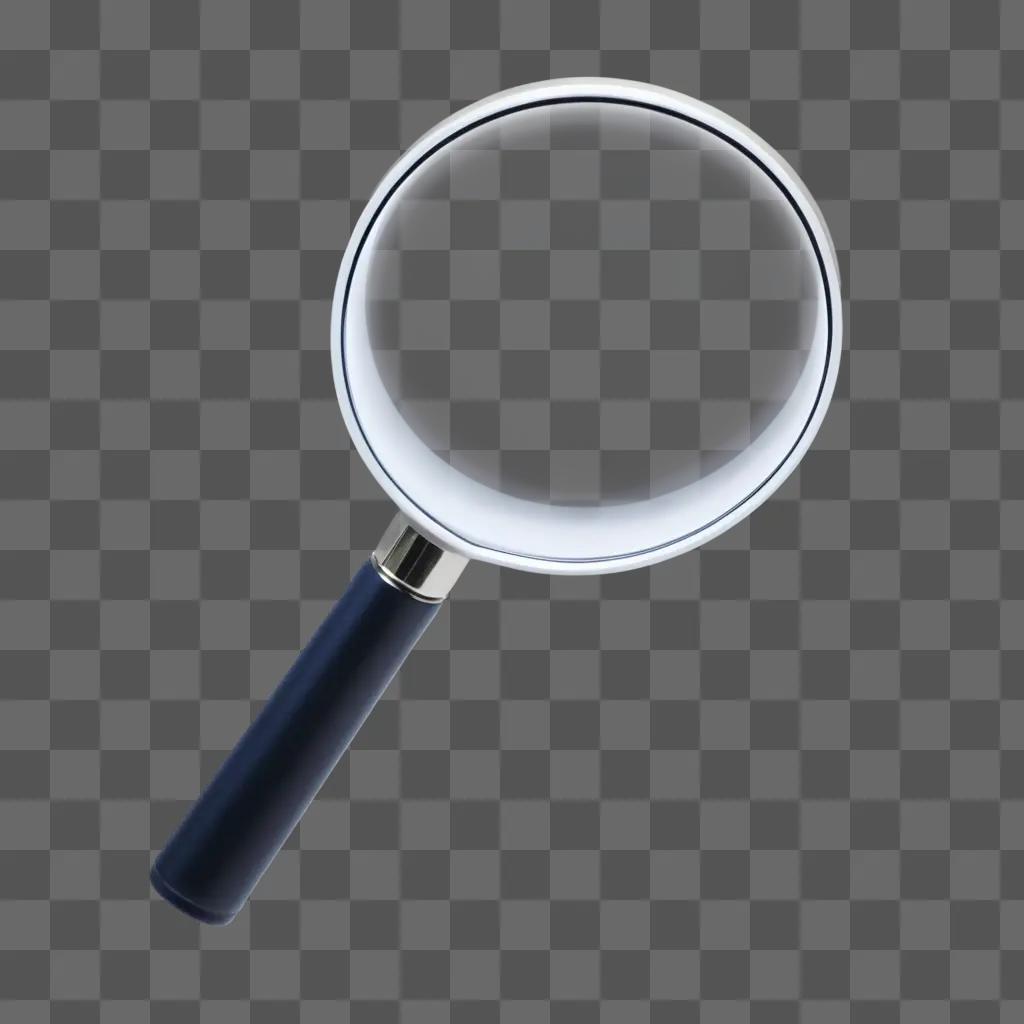 transparent magnifying glass is shown against a gray background