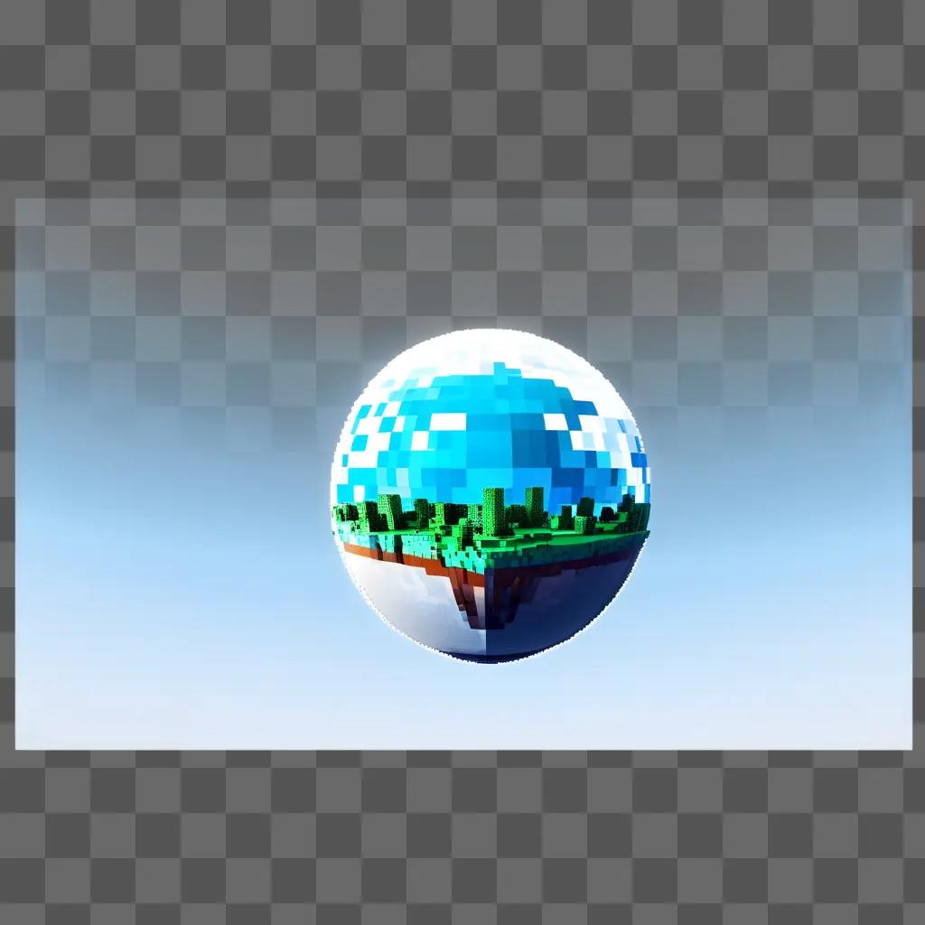 transparent minecraft sphere floats in the sky