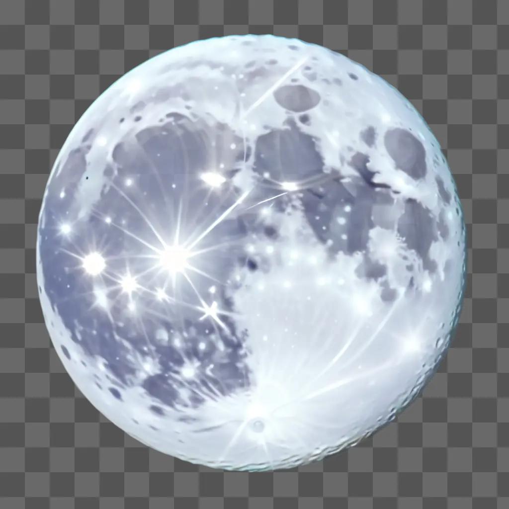 transparent moon with stars in the background