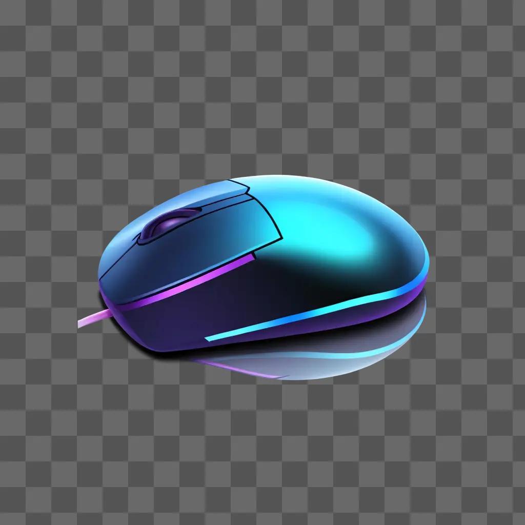 transparent mouse with blue and purple lights on a blue background