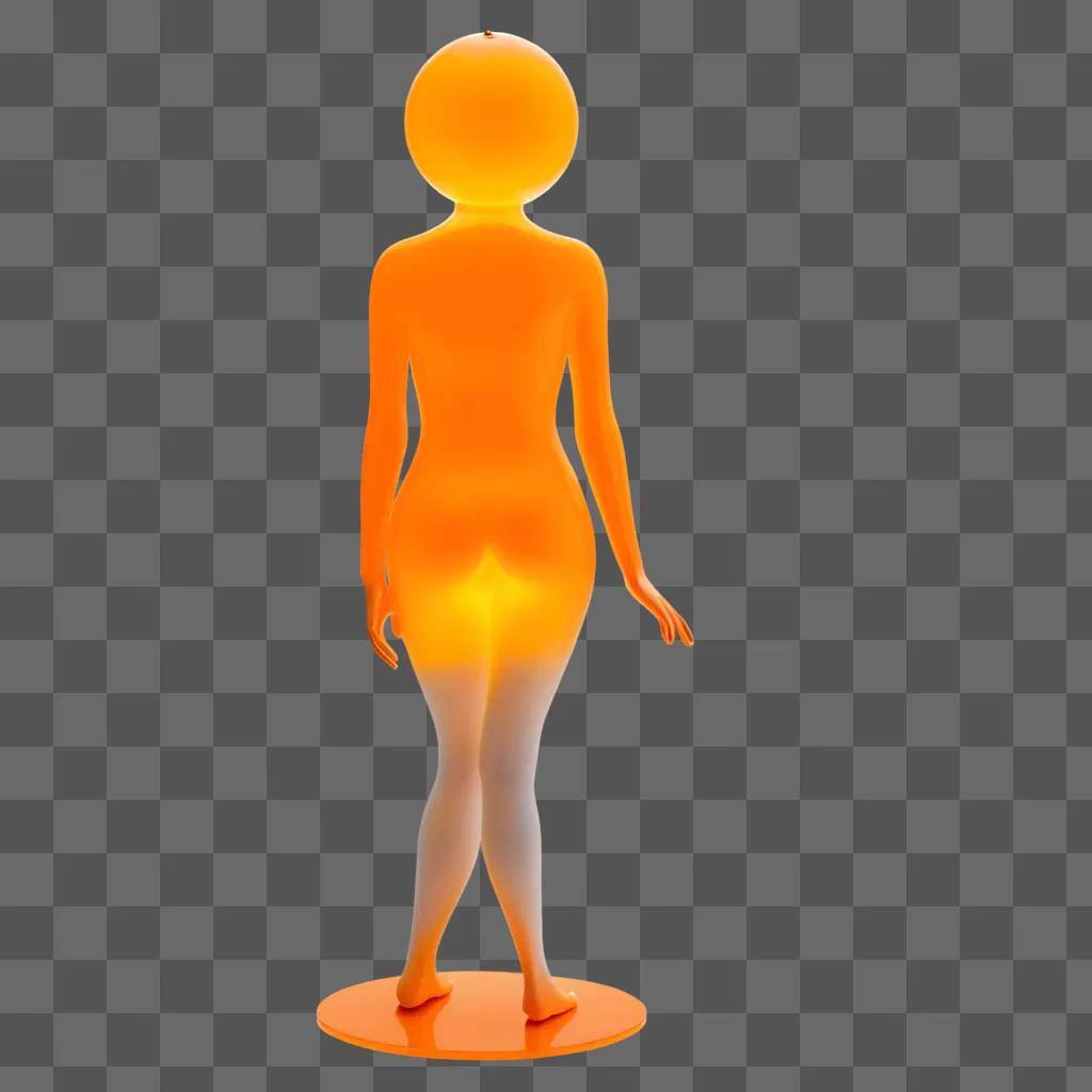 transparent orange figure standing on a platform