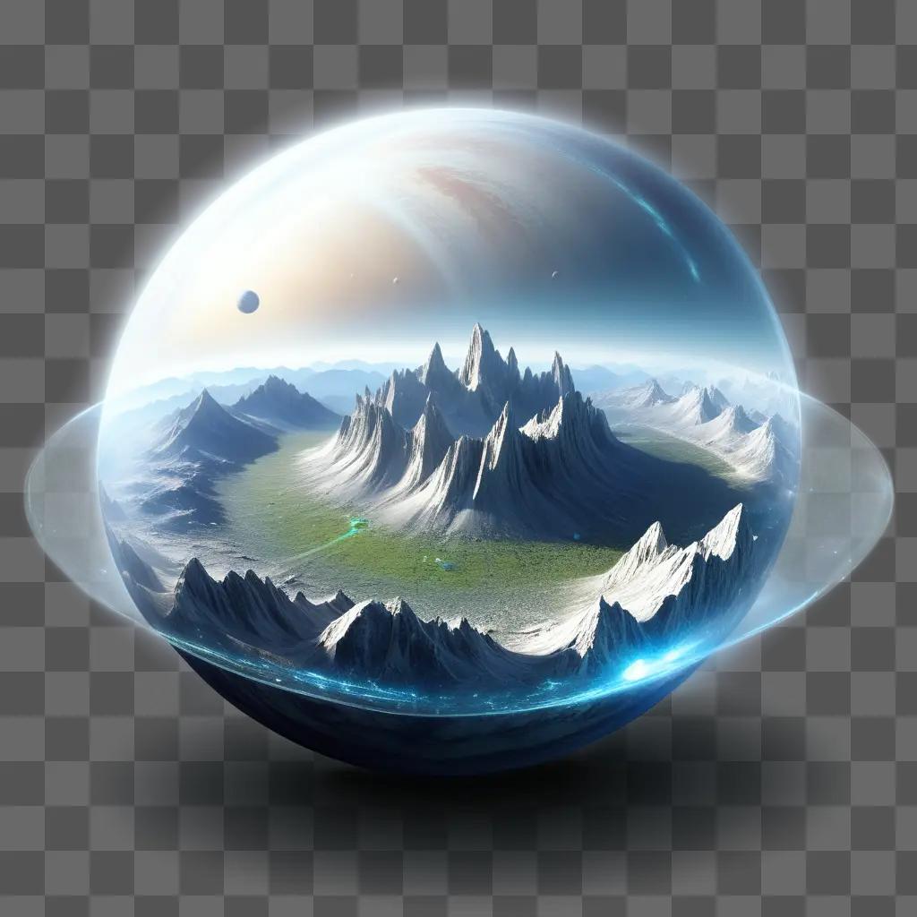 transparent planet in the middle of the ocean