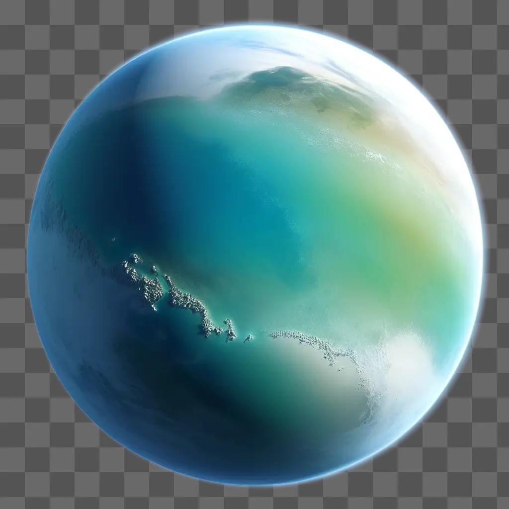 transparent planet with islands and mountains