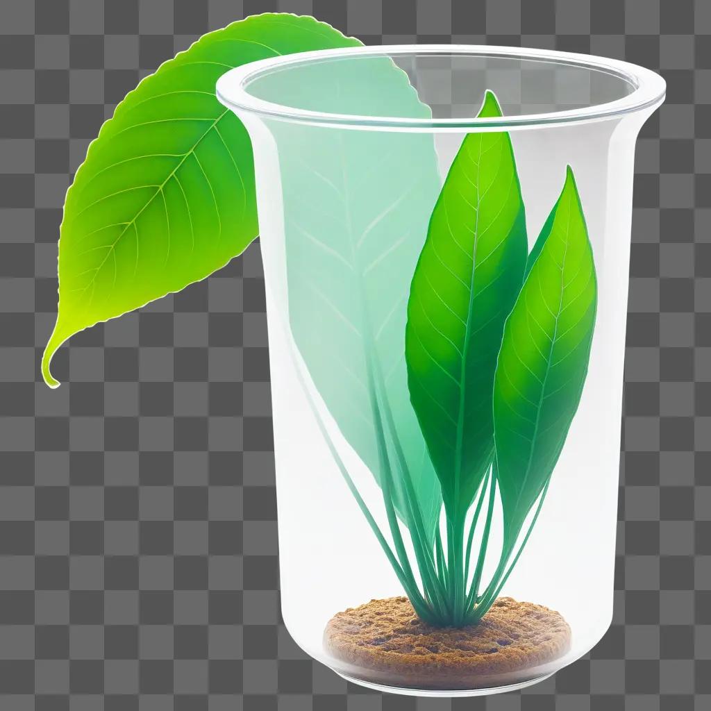 transparent plant in a clear glass container