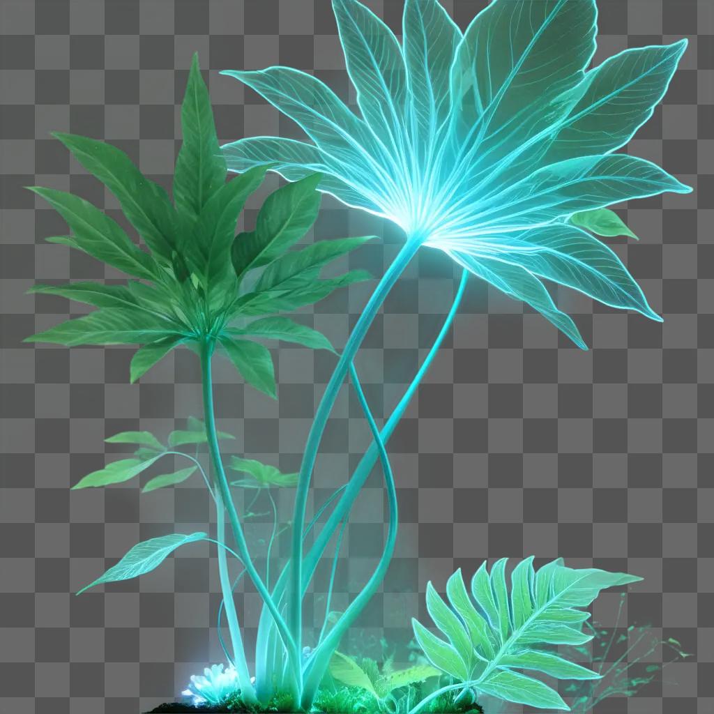 transparent plant with glowing leaves