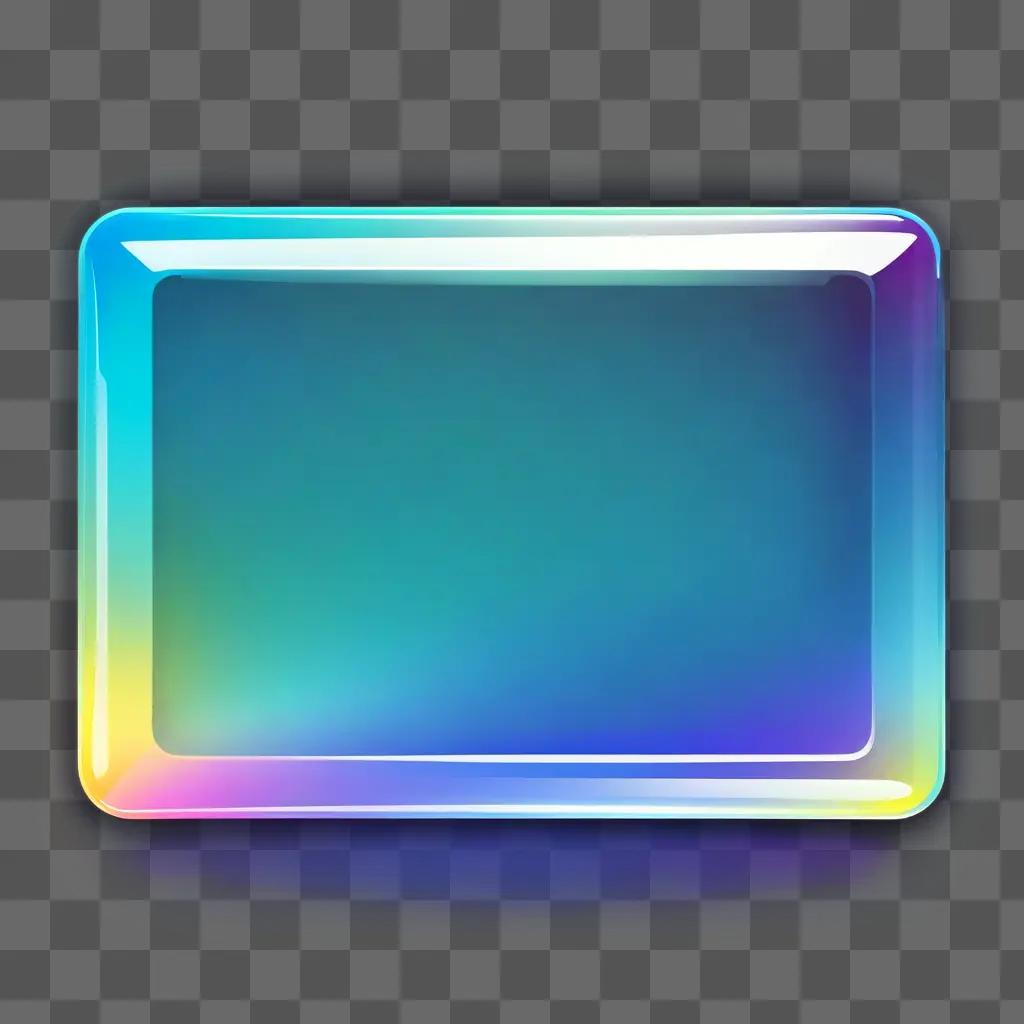 transparent rectangle with a rainbow gradient on a blue background