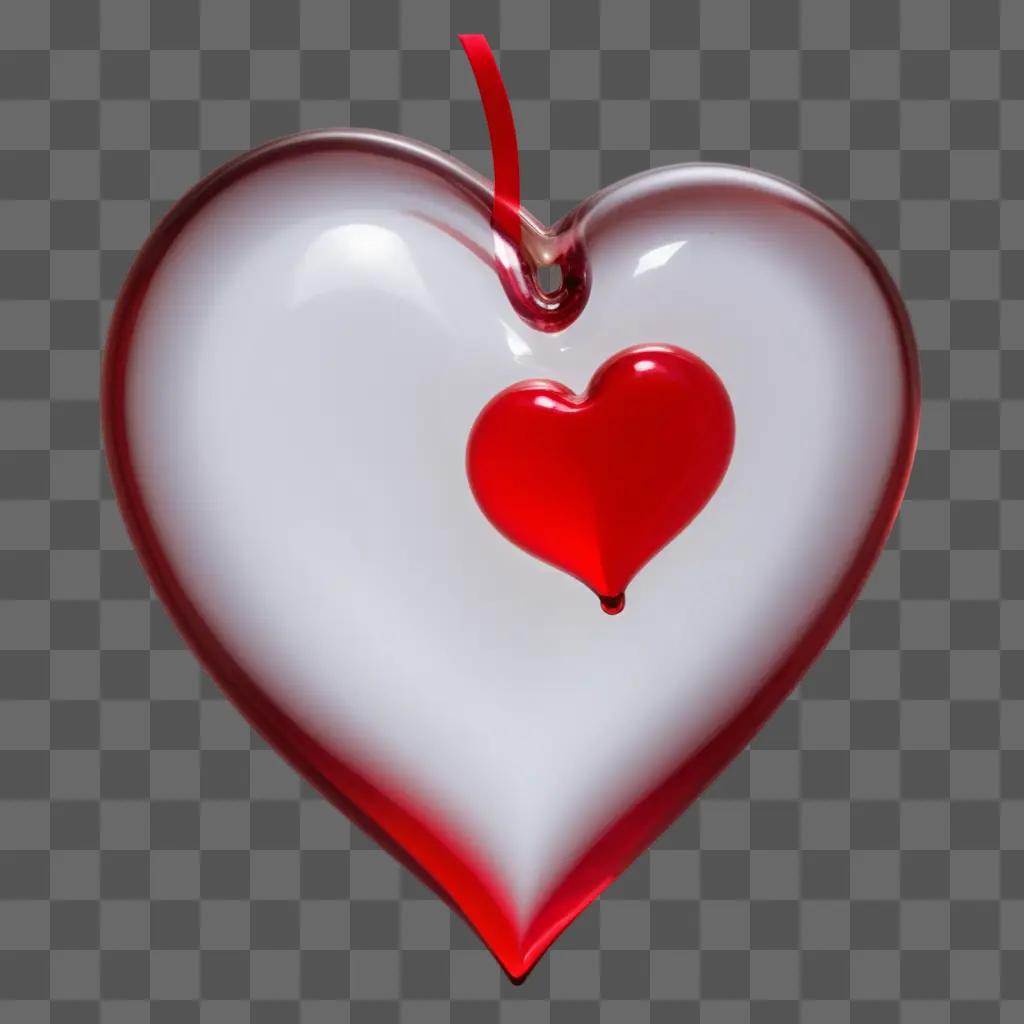 transparent red heart on a pink background