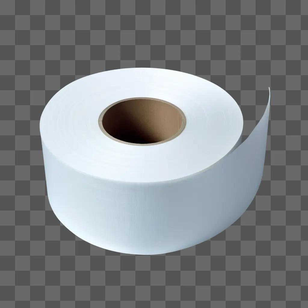 transparent roll of toilet paper on a white surface