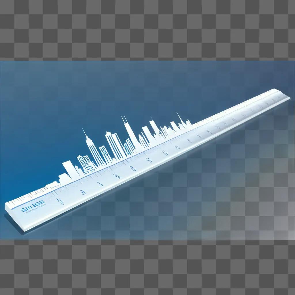 transparent ruler shows cityscape in the background