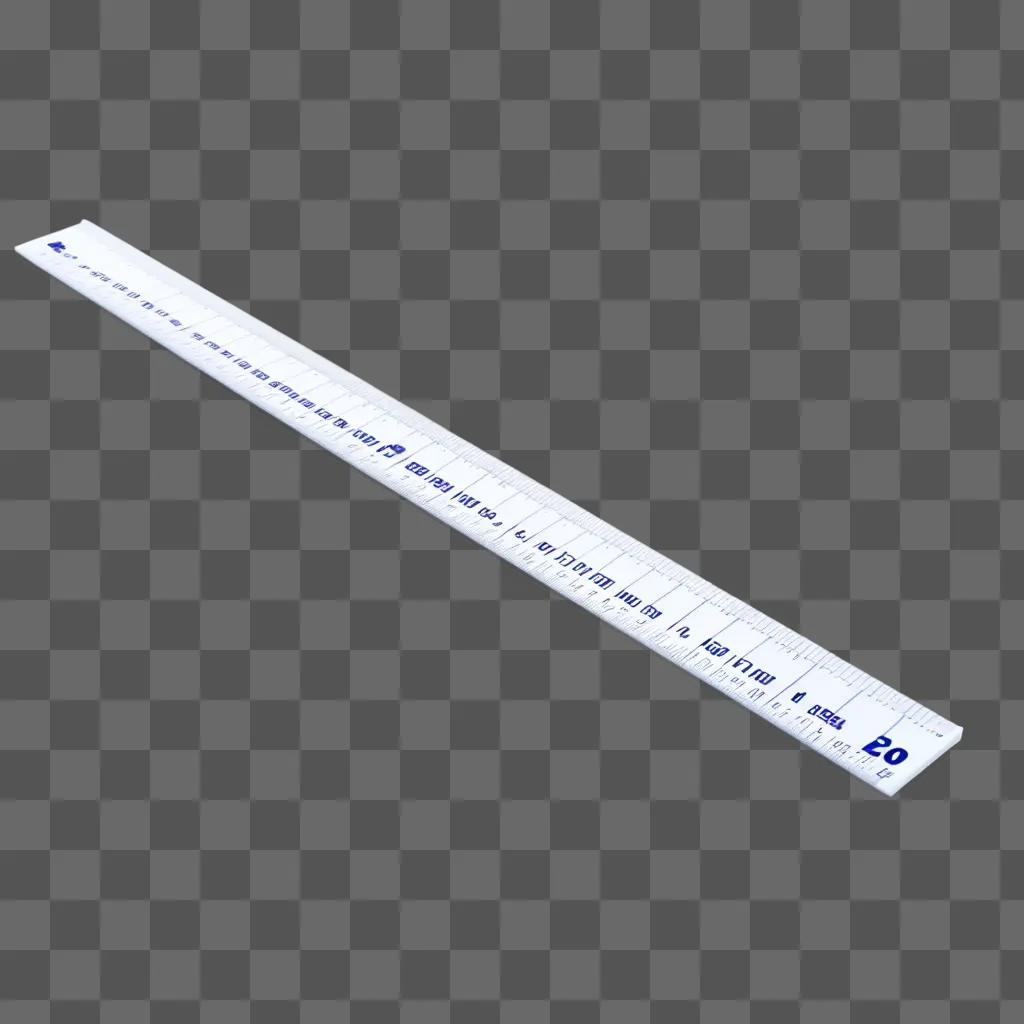 transparent ruler sits on a white background