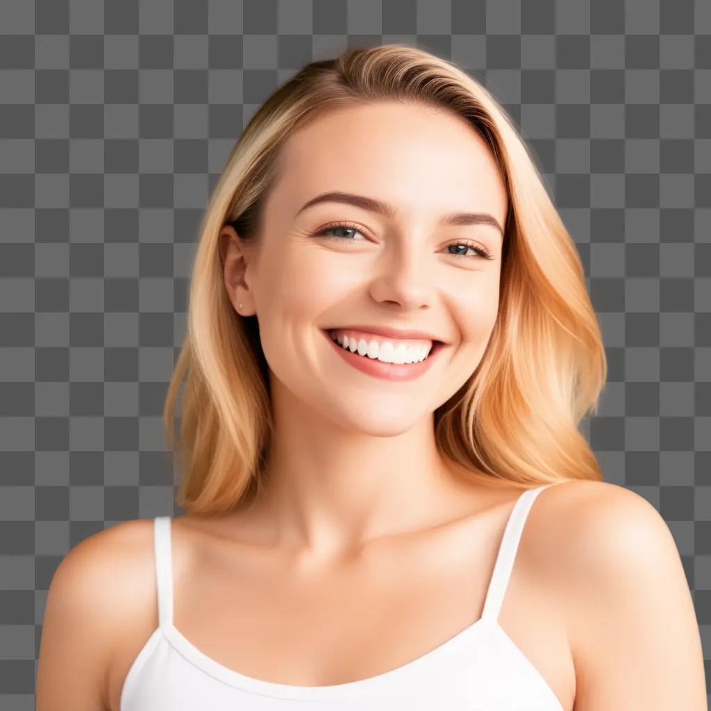 transparent smile on a blond woman