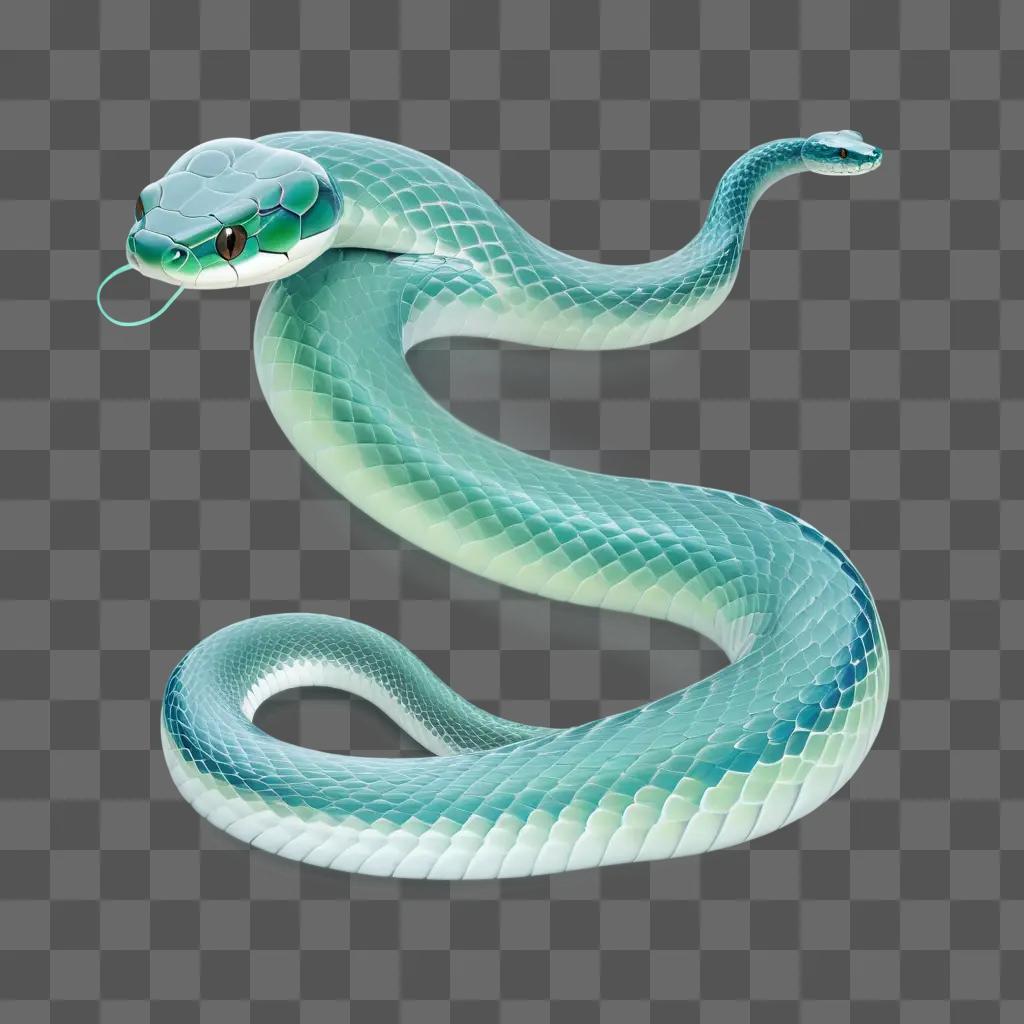 transparent snake lying on a light blue background