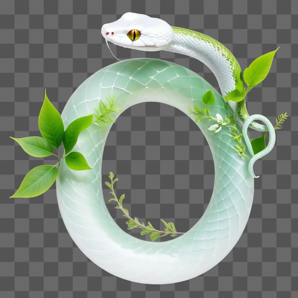 transparent snake with a leafy background