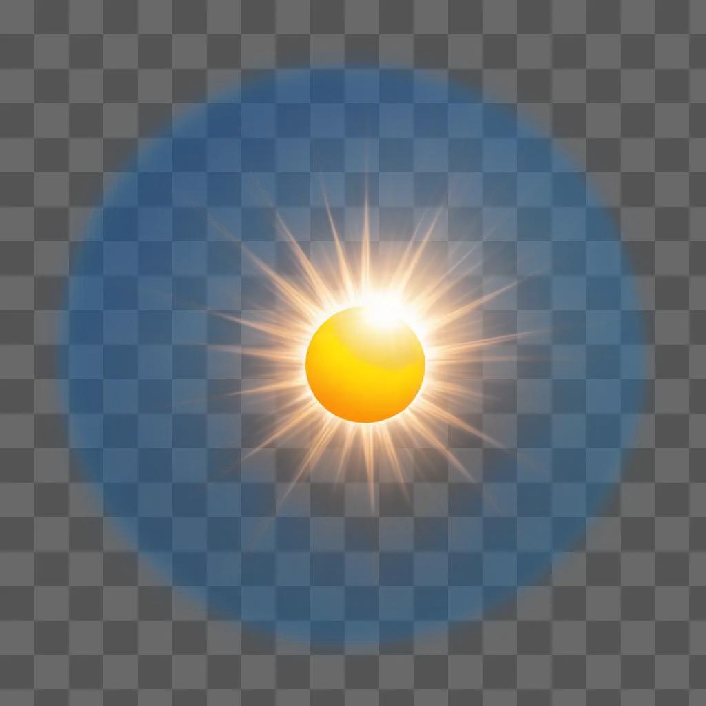 transparent sun in a blue circle