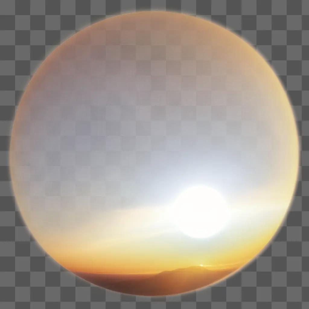 transparent sun rises over a desert landscape