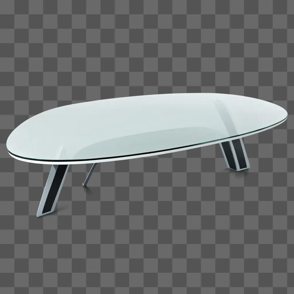 黒い縁取りの透明なテーブル