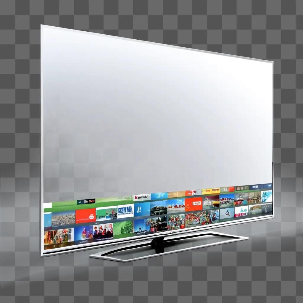 transparent television screen displaying various pictures