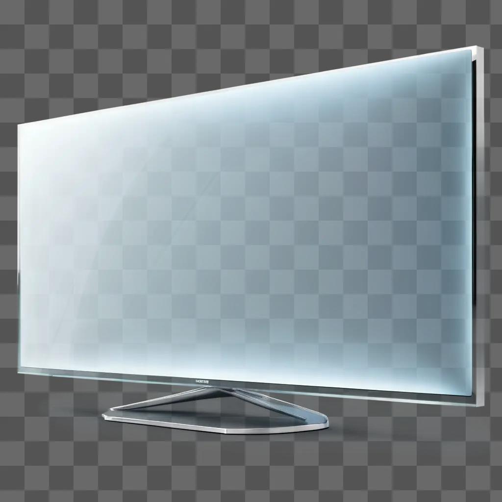 transparent television set against a blue backdrop