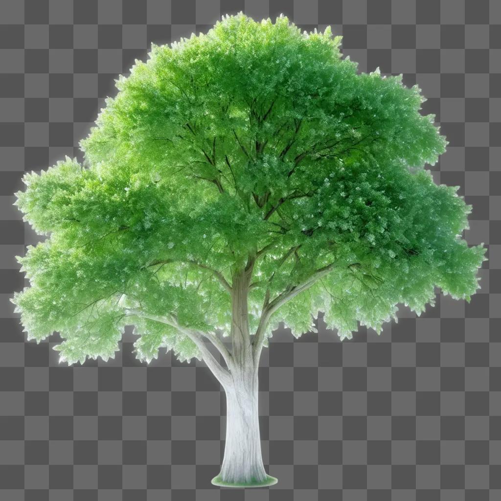 緑の葉を持つ透明な木