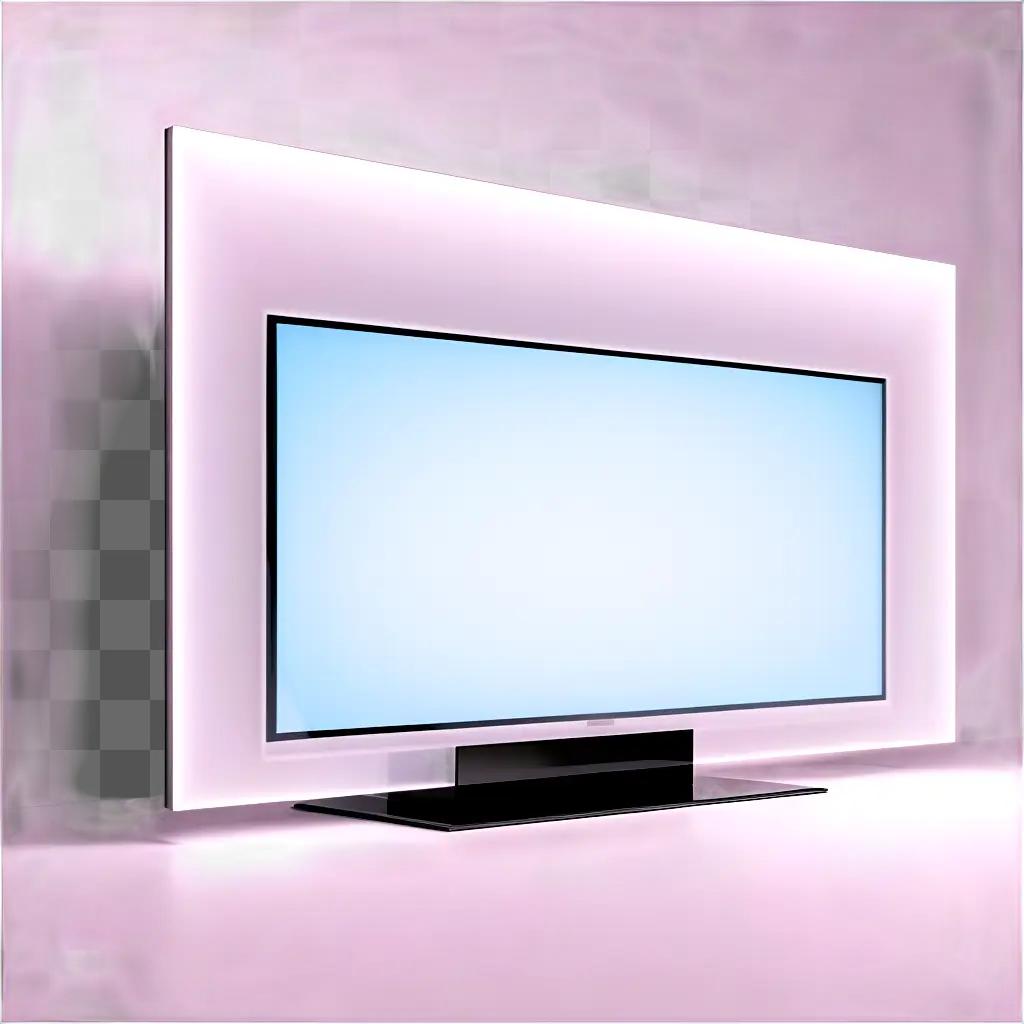 transparent tv stands in a pink room