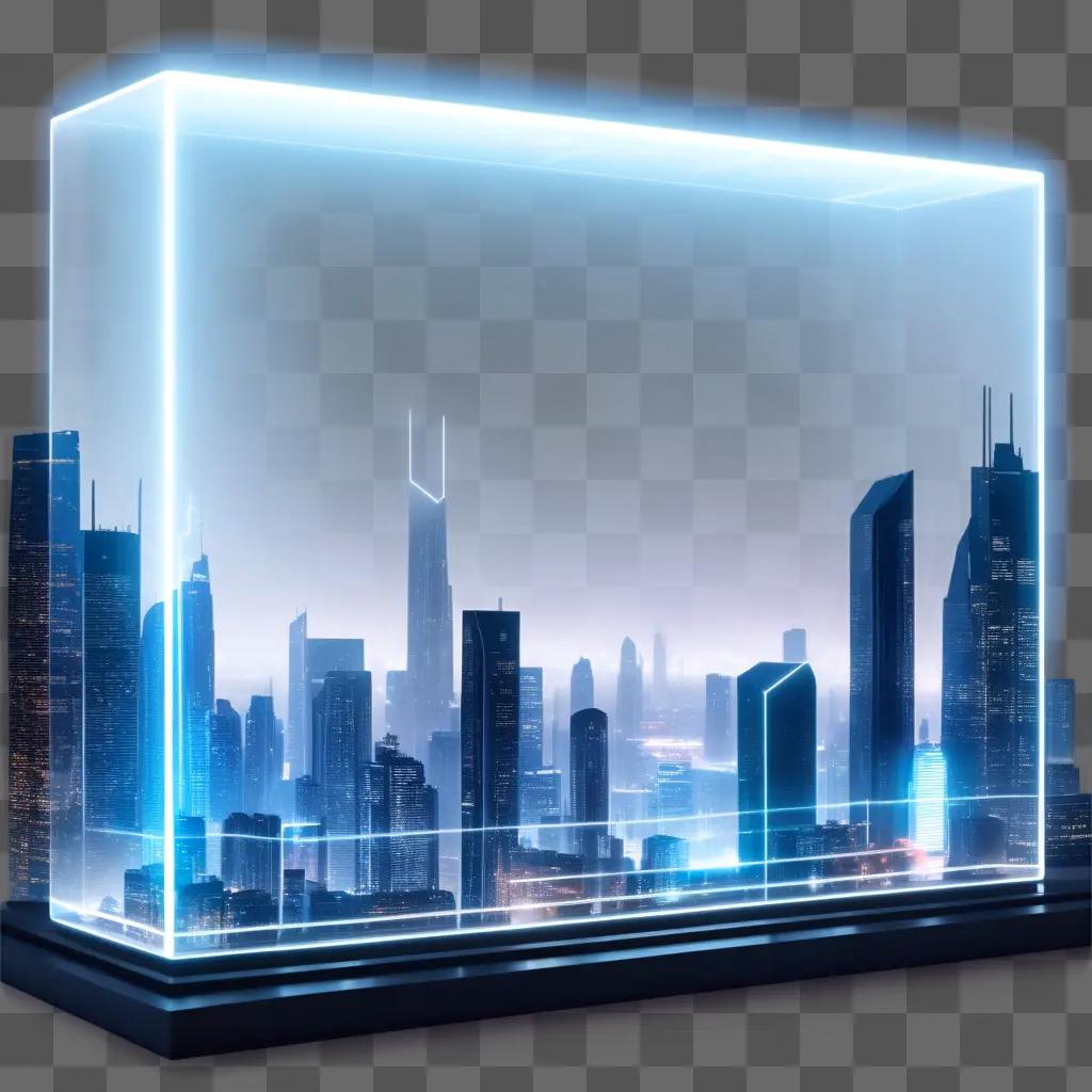 transparent website displaying a cityscape