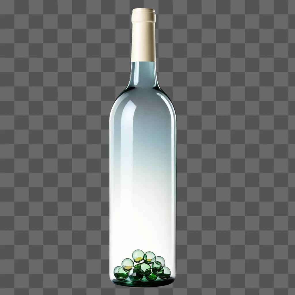 transparent wine bottle with marbles inside