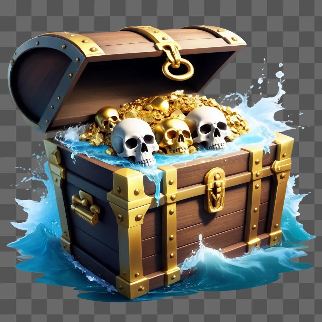 treasure chest full of skulls and gold coins