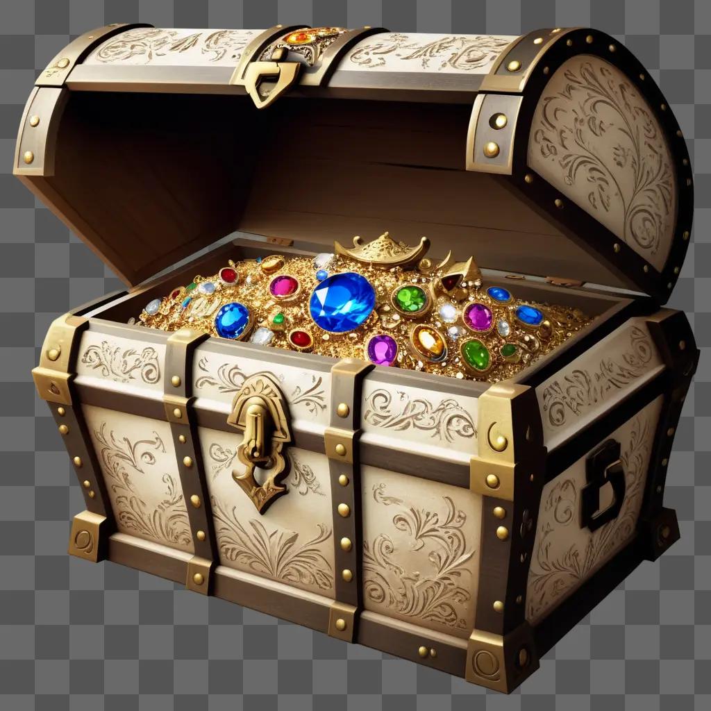 treasure chest with colorful gems inside