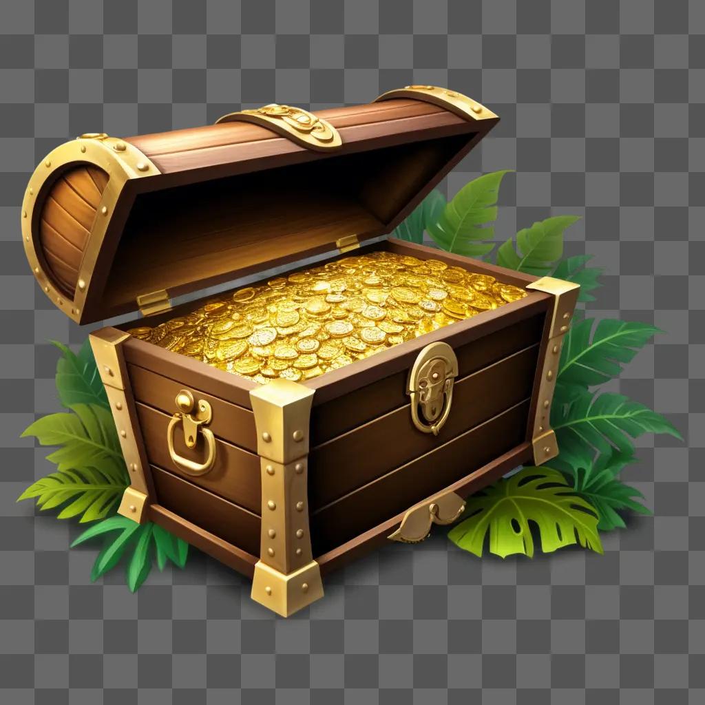 treasure chest with gold coins inside and a golden handle