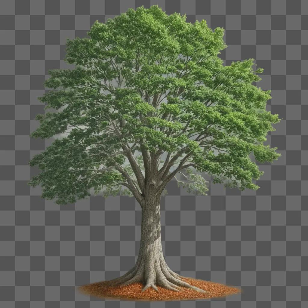 tree drawing of a realistic tree with a leafy trunk