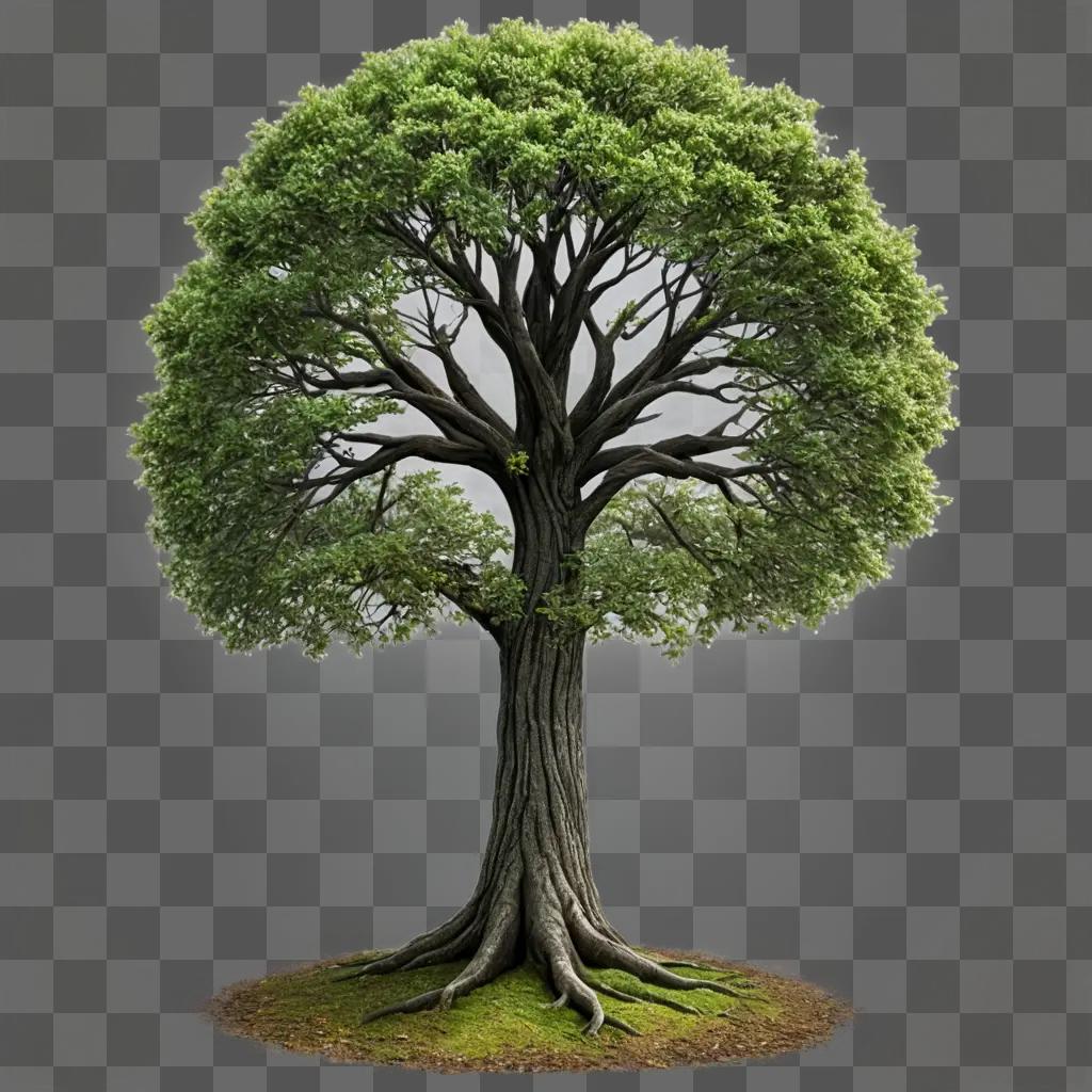 tree drawing realistic A large tree with no leaves in a grassy area