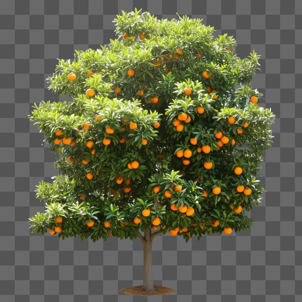 tree full of oranges on a green background