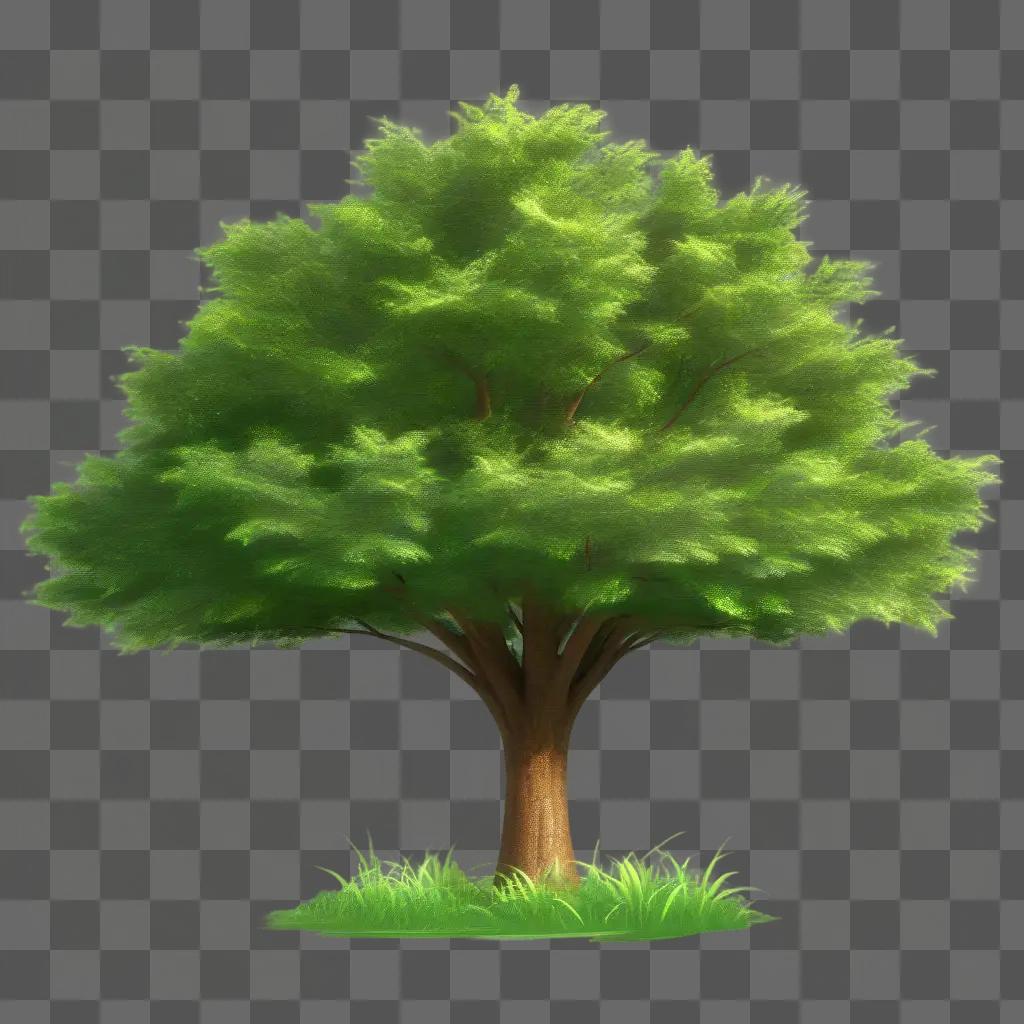 tree on a green background with a blur effect