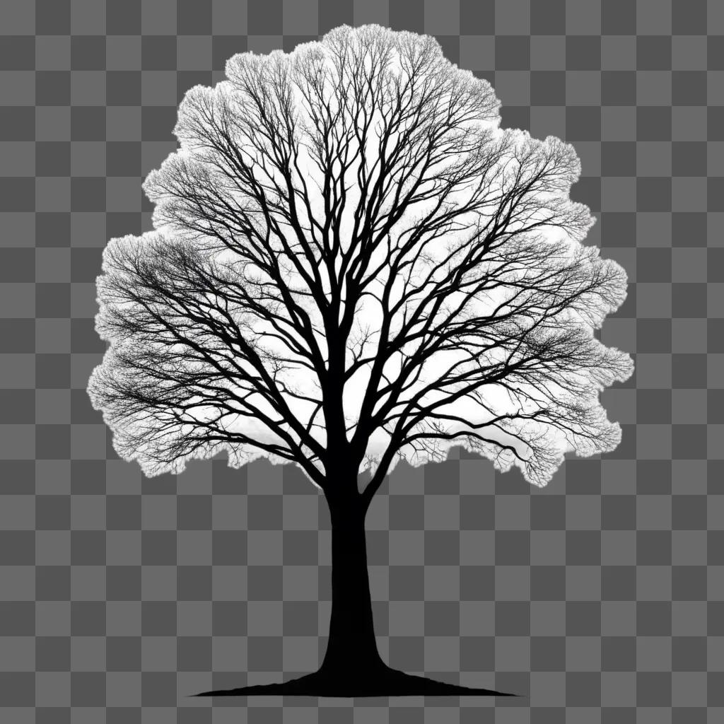 tree silhouette against a gray background