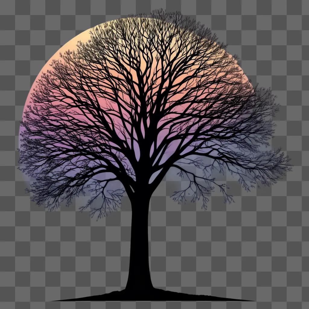 tree silhouette against a purple sunset