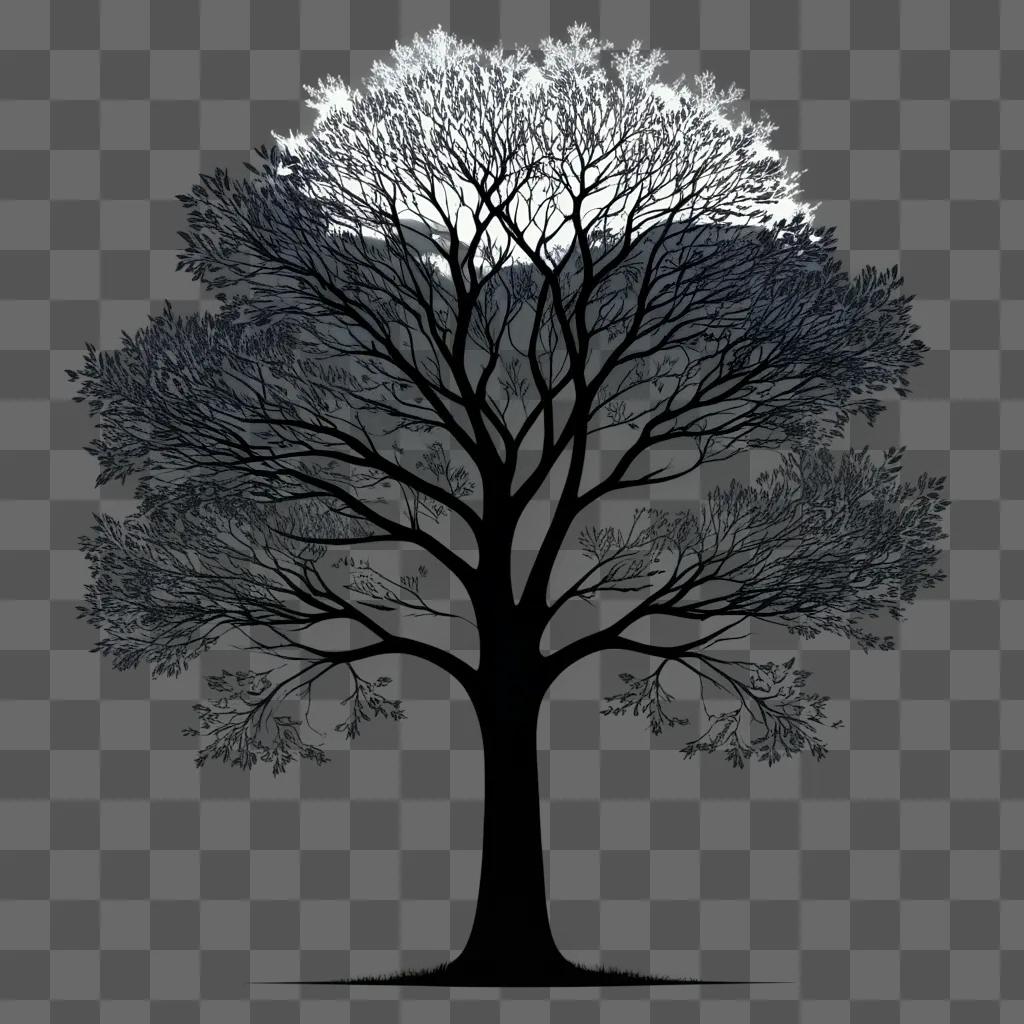 tree silhouette under the moons glow