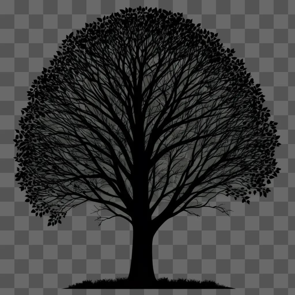 tree silhouette with dark branches and leaves