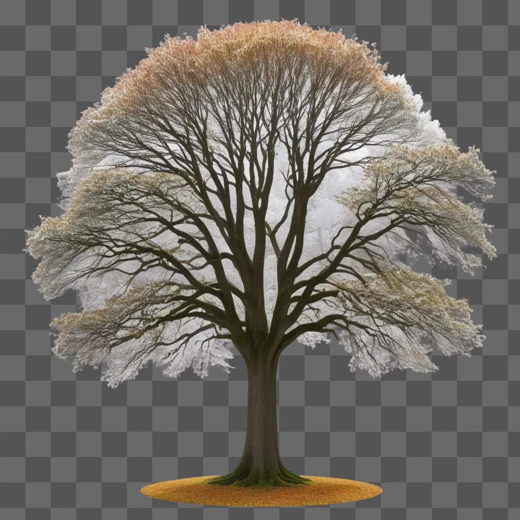 tree stands in the center of a white background