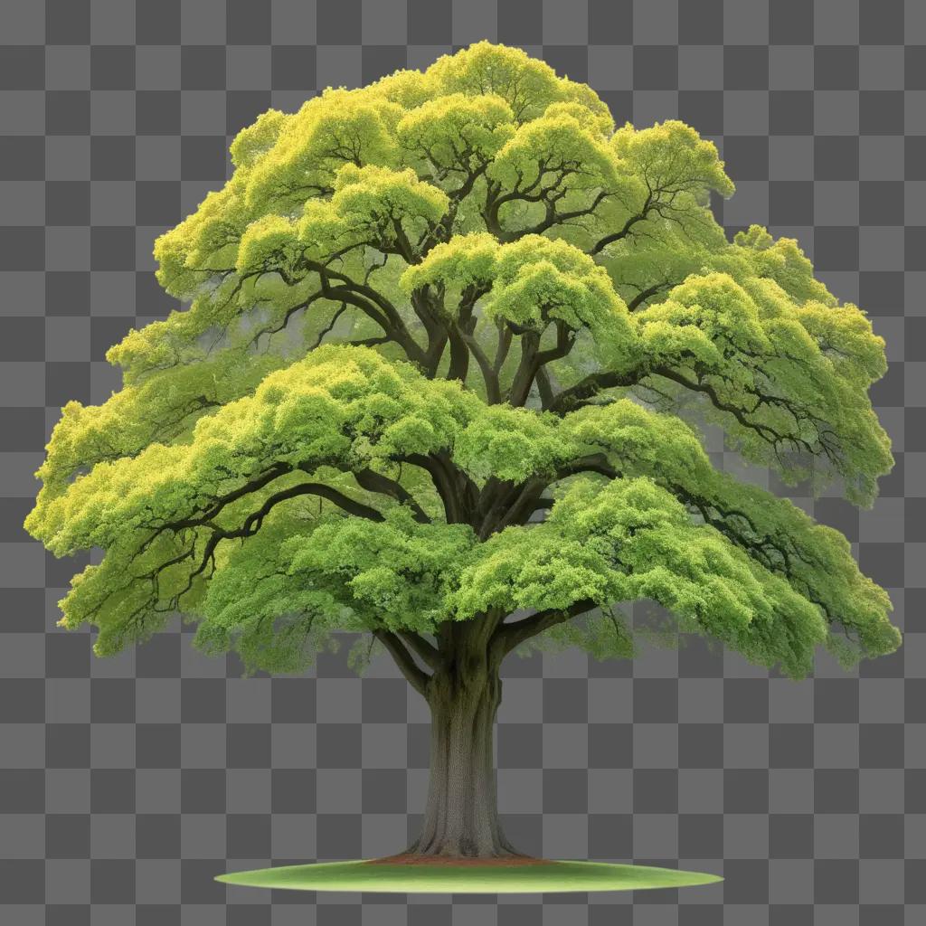 tree with a green canopy and a brown base