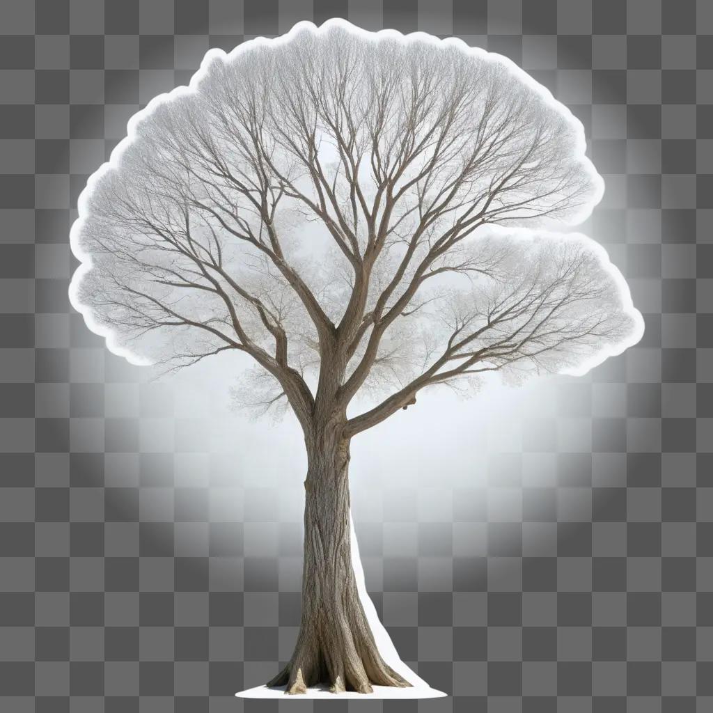 tree with a transparent trunk in the center