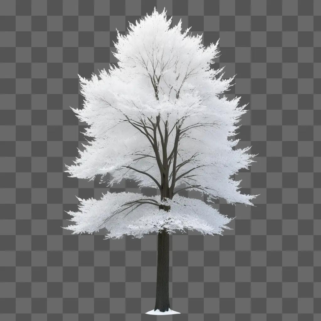 透明な背景に白く光る木が描かれています