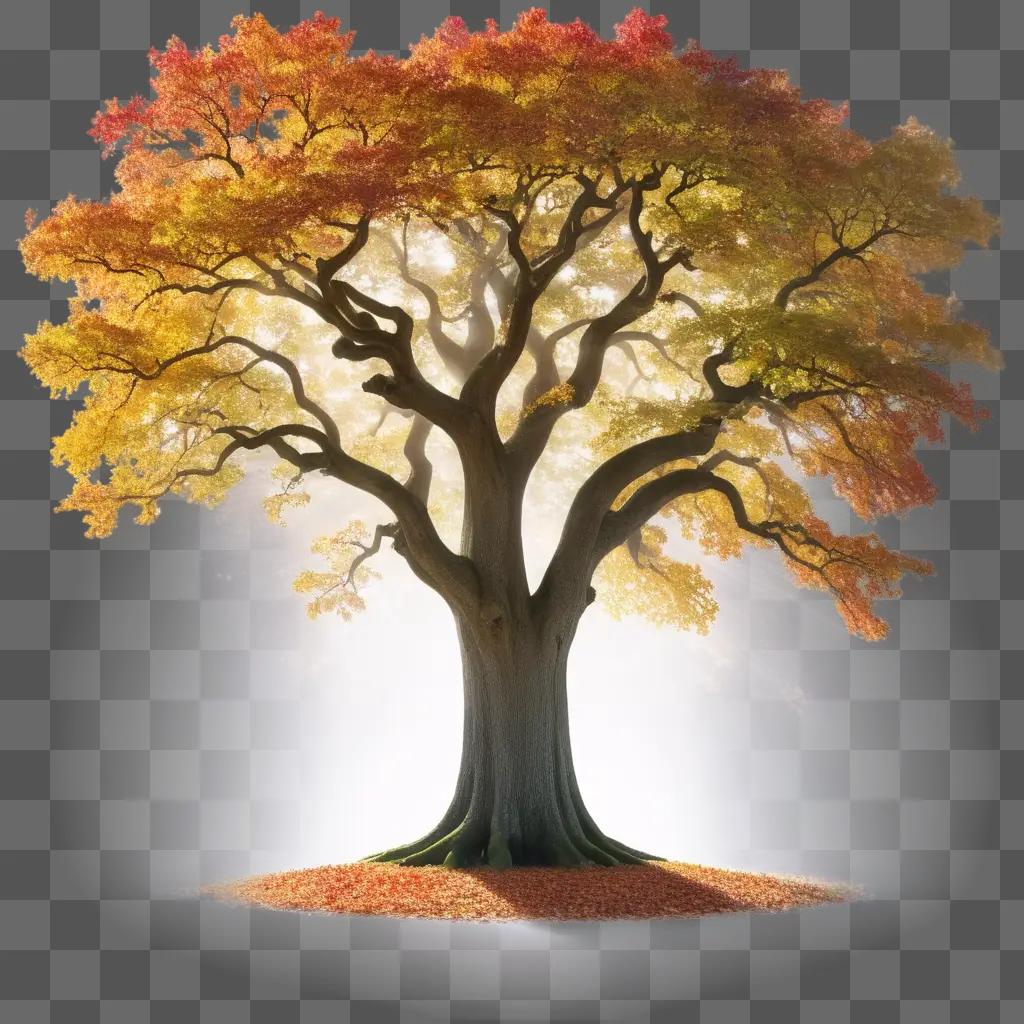 秋にオレンジと黄色の葉を持つ木