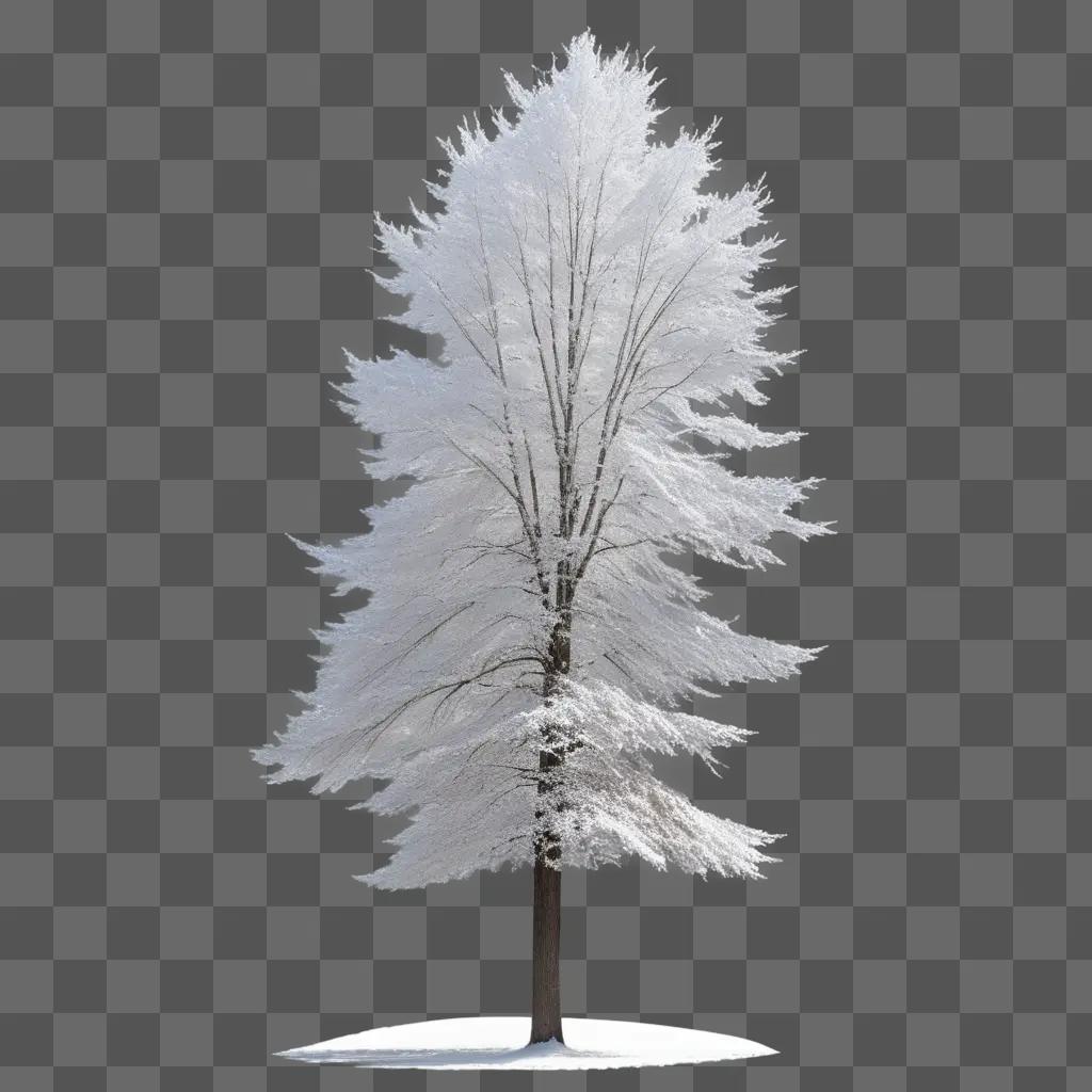 白い霜が降りた木は背景が透明です